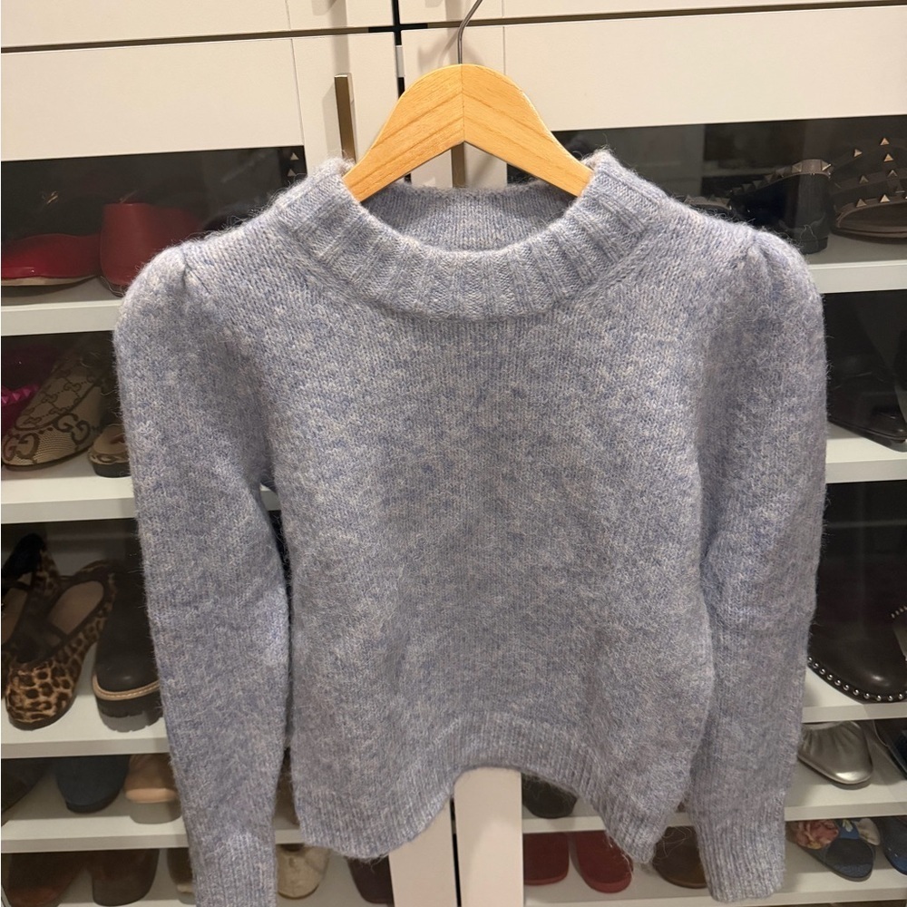 J. Crew Soft Blue Crew Neck Fuzzy Sweater - Picture 4 of 8